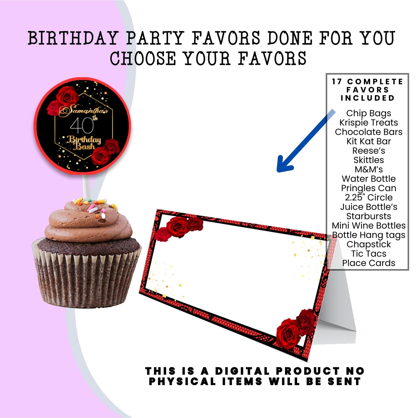Red Roses & Black Lace Party Favors DFY