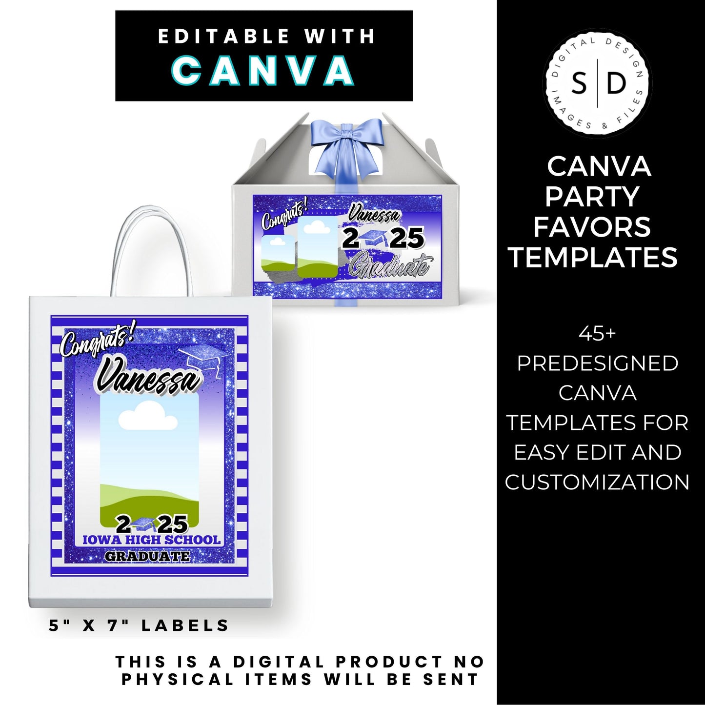 Congrats Class of 2025 – Blue & Silver Graduation Party Favor Bundle