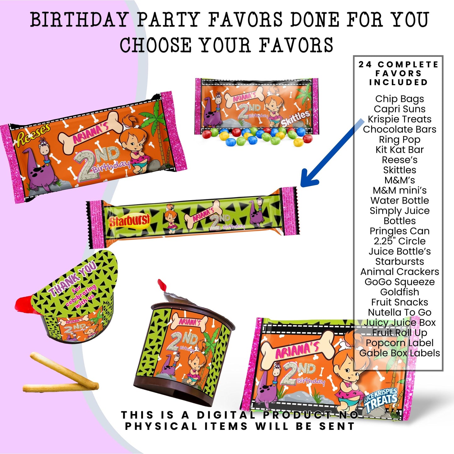 Pebbles & Dino Stone Age Birthday Party Favors DFY