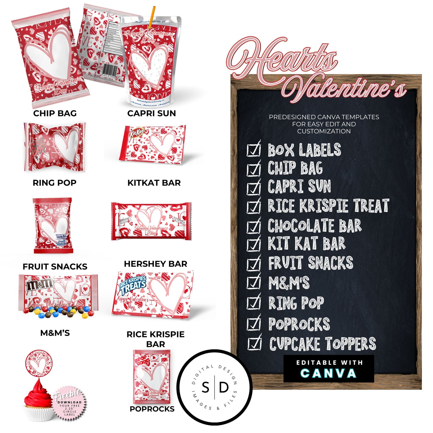 💌 Valentine’s Day Gift Box & Party Favor Canva Templates 💕
