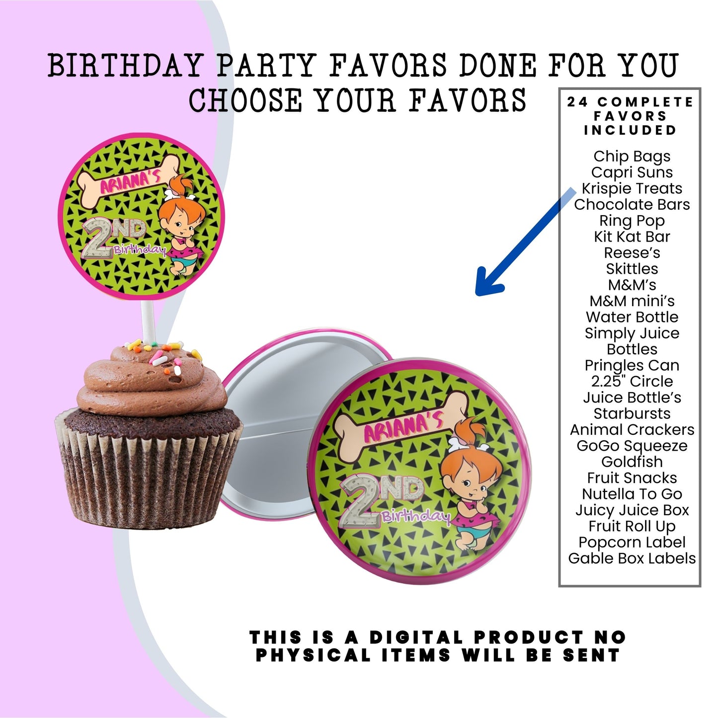 Pebbles & Dino Stone Age Birthday Party Favors DFY