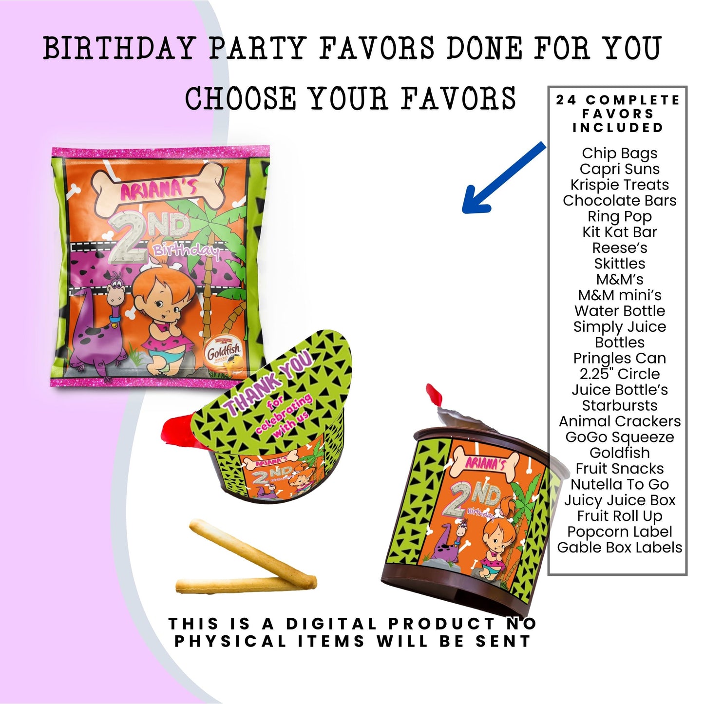 Pebbles & Dino Stone Age Birthday Party Favors DFY
