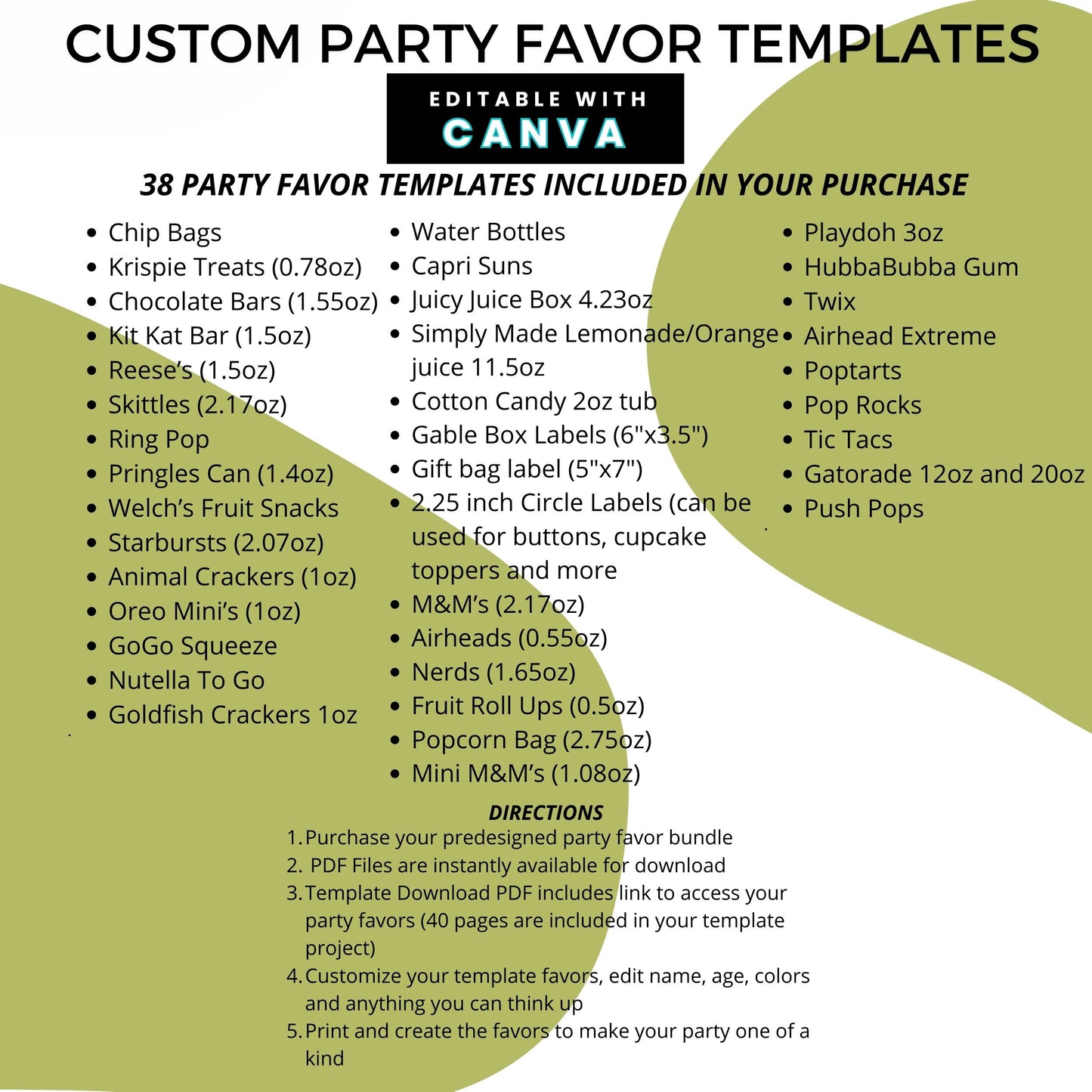 Let's Paint Birthday Party Favor Templates