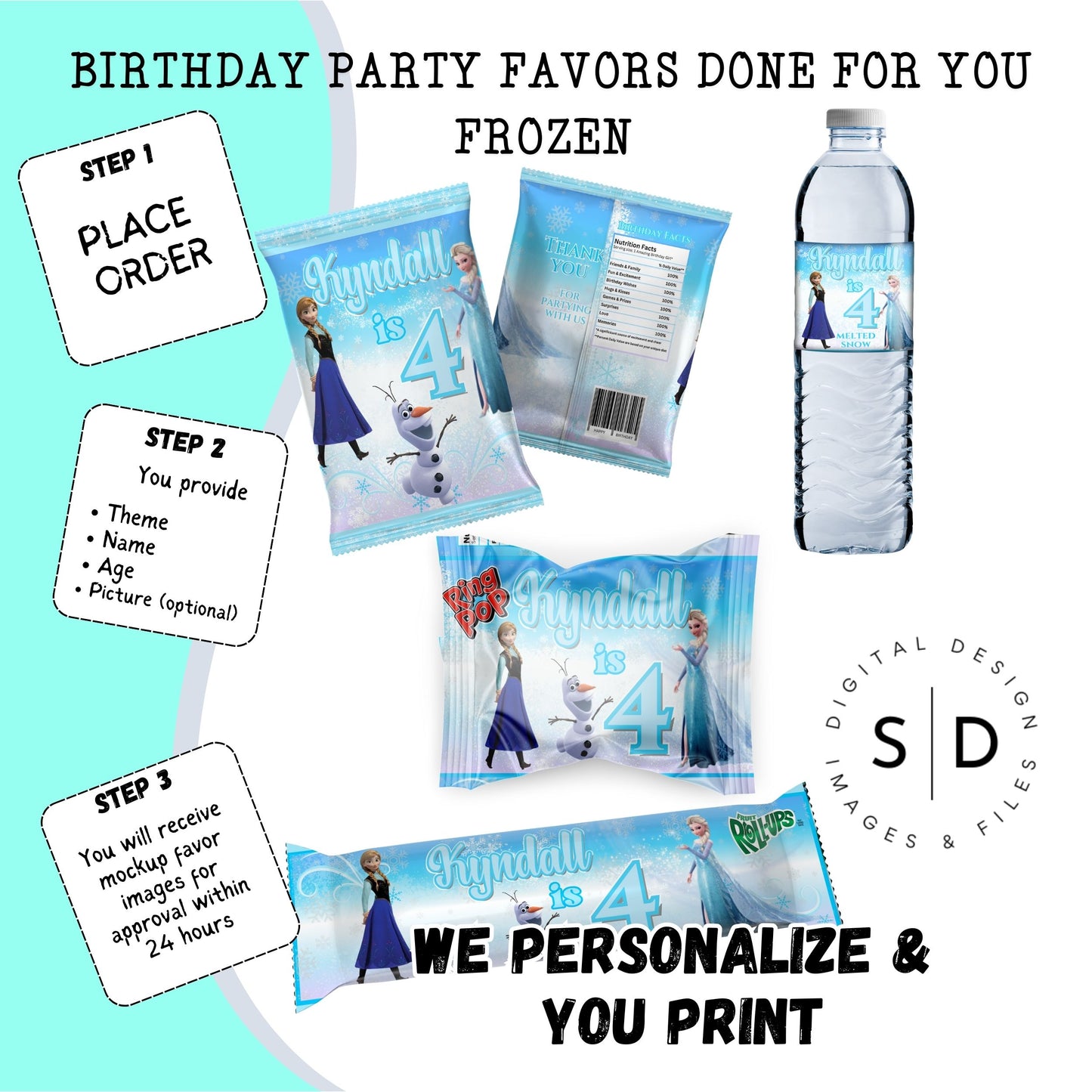 Frozen Birthday Party Favors DFY