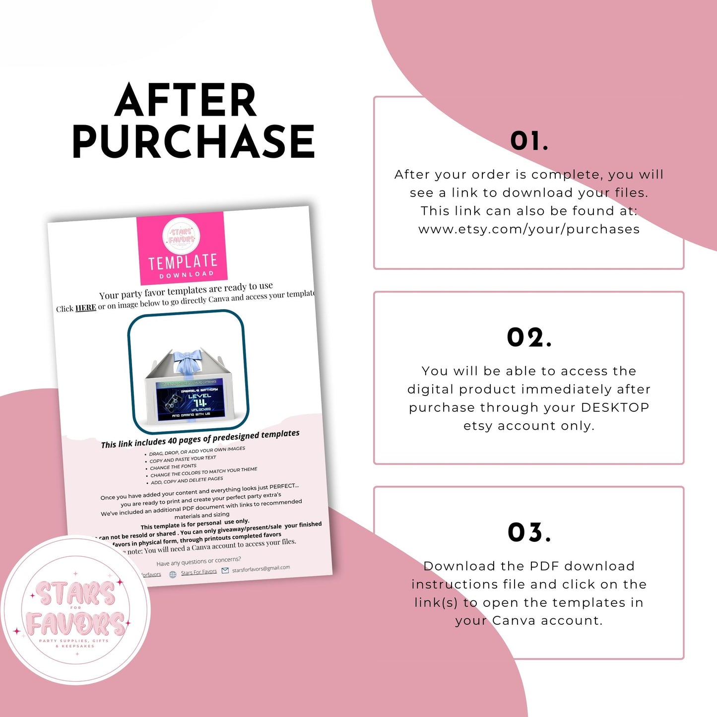 Pink Coquette Bow Party Favor Canva Template Bundle 🎀✨