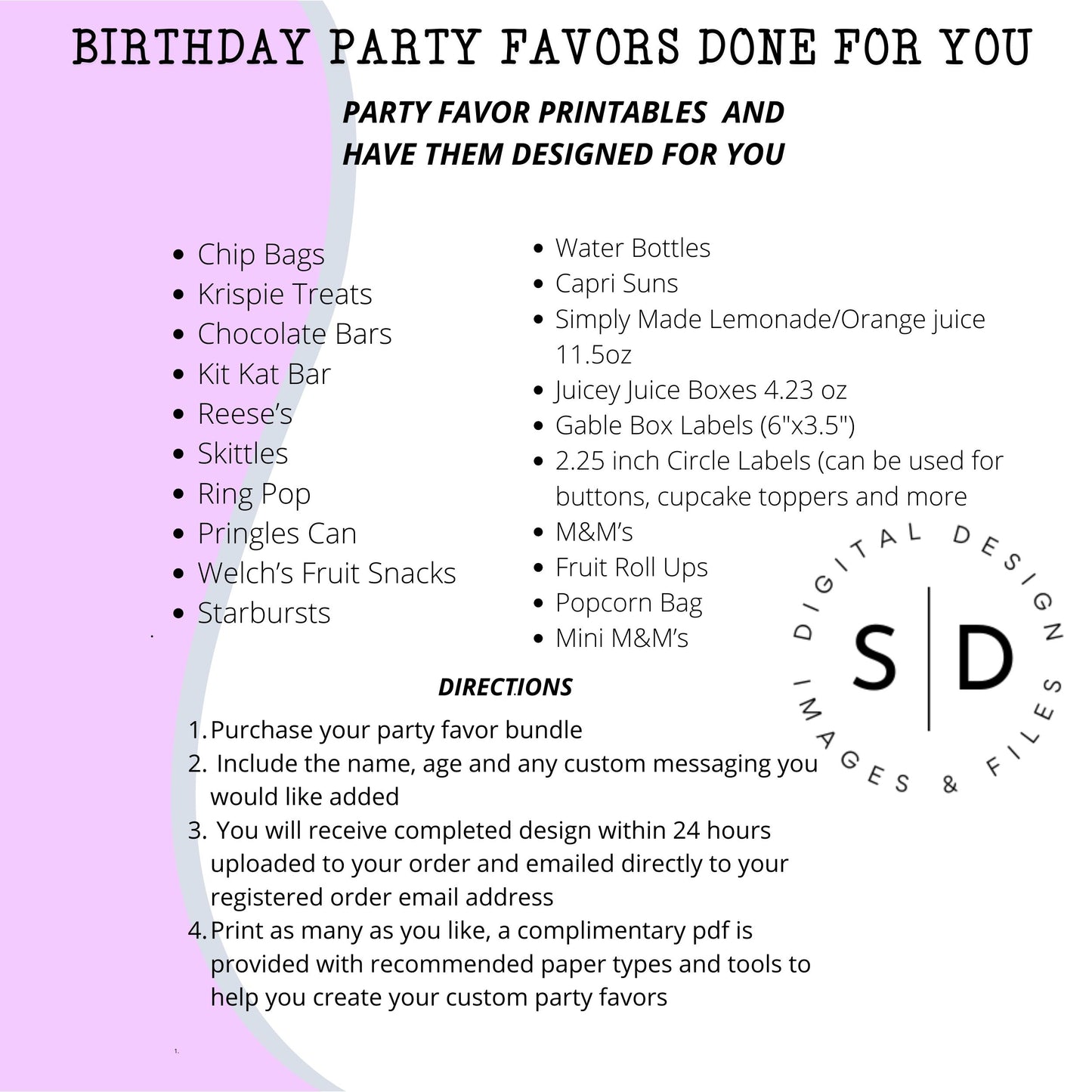 Gracie's Corner Birthday Party Favors DFY