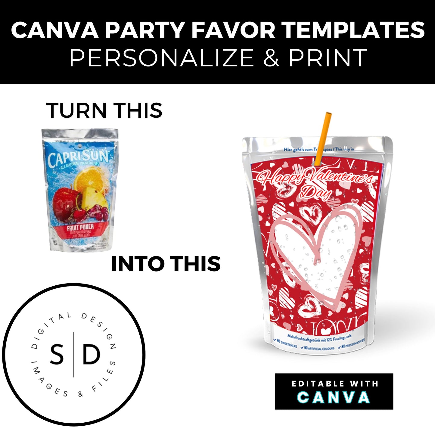 💌 Valentine’s Day Gift Box & Party Favor Canva Templates 💕