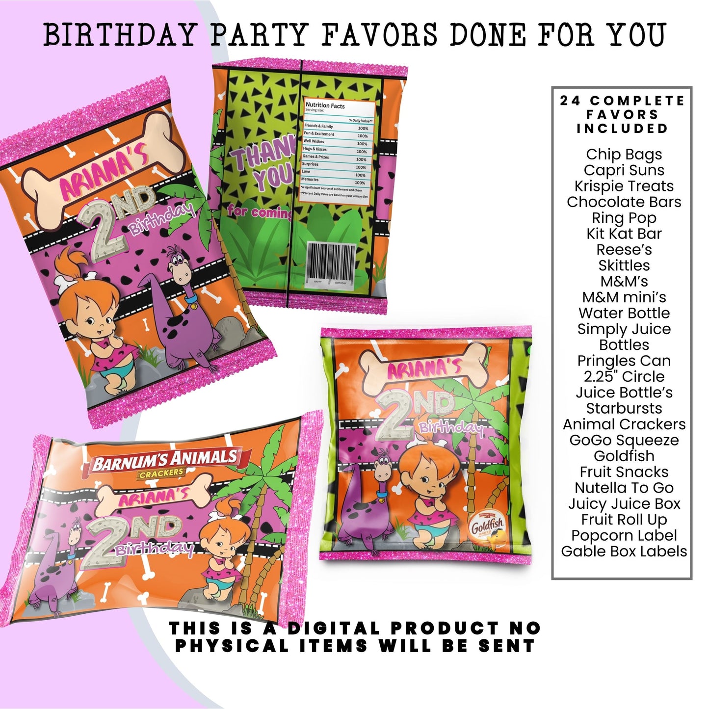 Pebbles & Dino Stone Age Birthday Party Favors DFY
