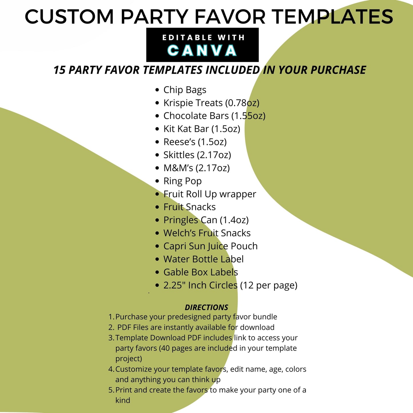 Kitty Birthday Party Favor Templates Bundle