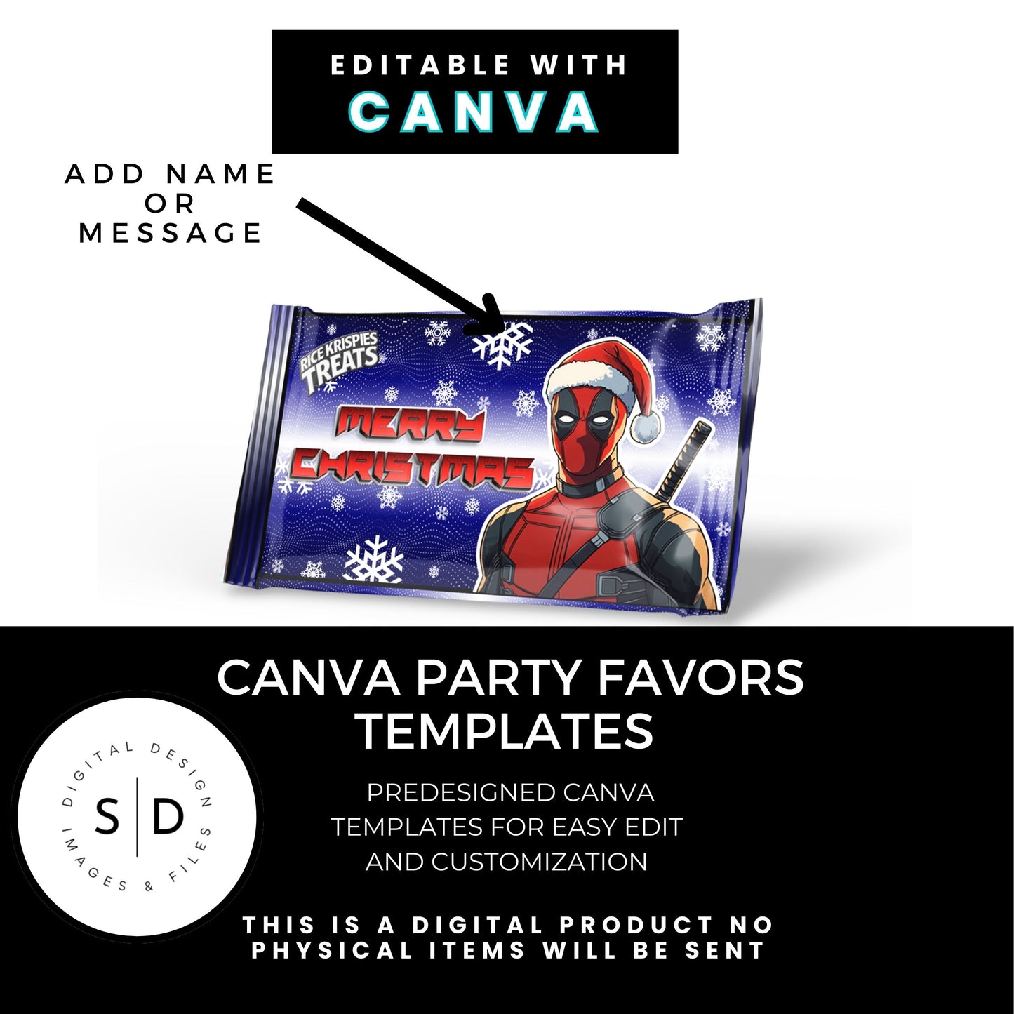 Deadpool & Wolverine Christmas Eve Gift Box Canva Templates