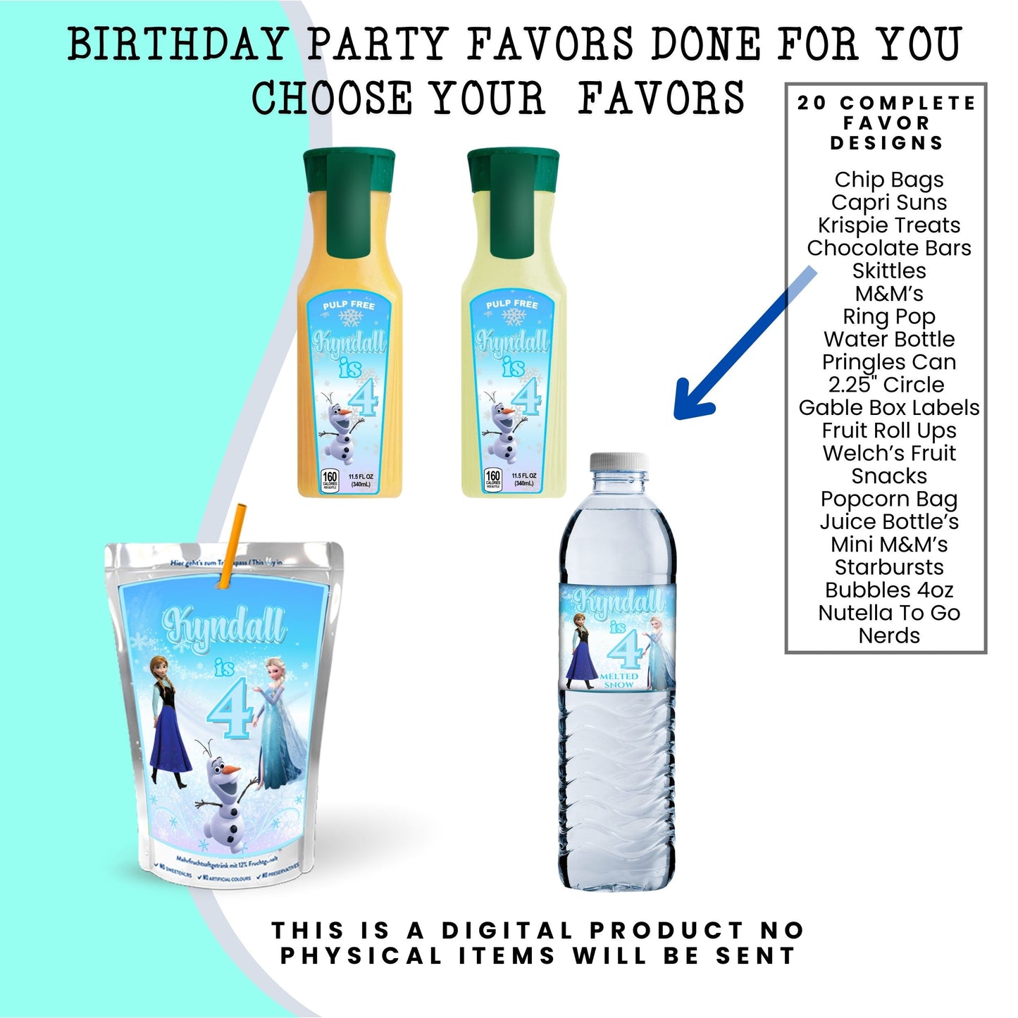 Frozen Birthday Party Favors DFY