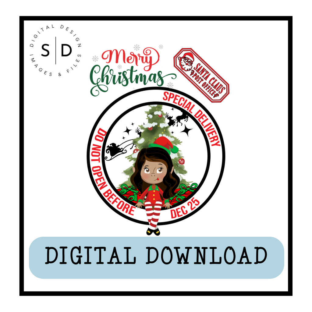 Santa Sack Elf Girl PNG