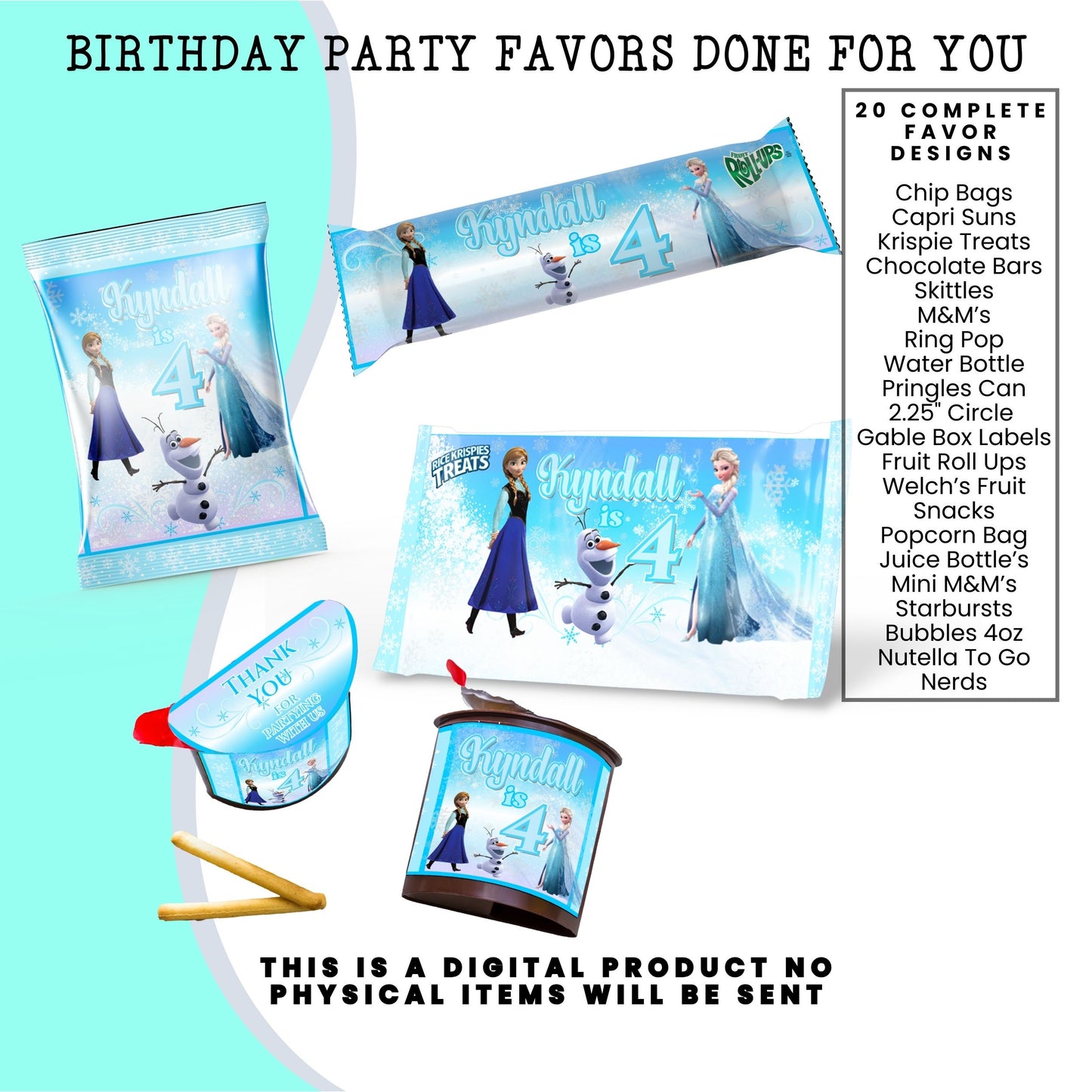 Frozen Birthday Party Favors DFY