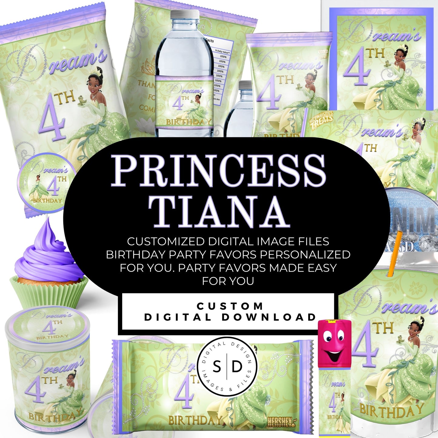 Princess Tiana Printable Favor Designs DFY