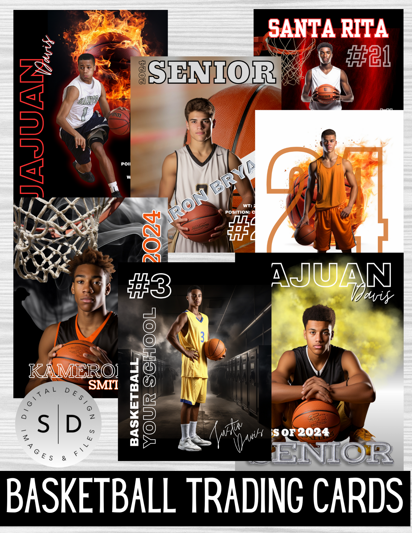 Basketball Player Trading Card Templates Bundle