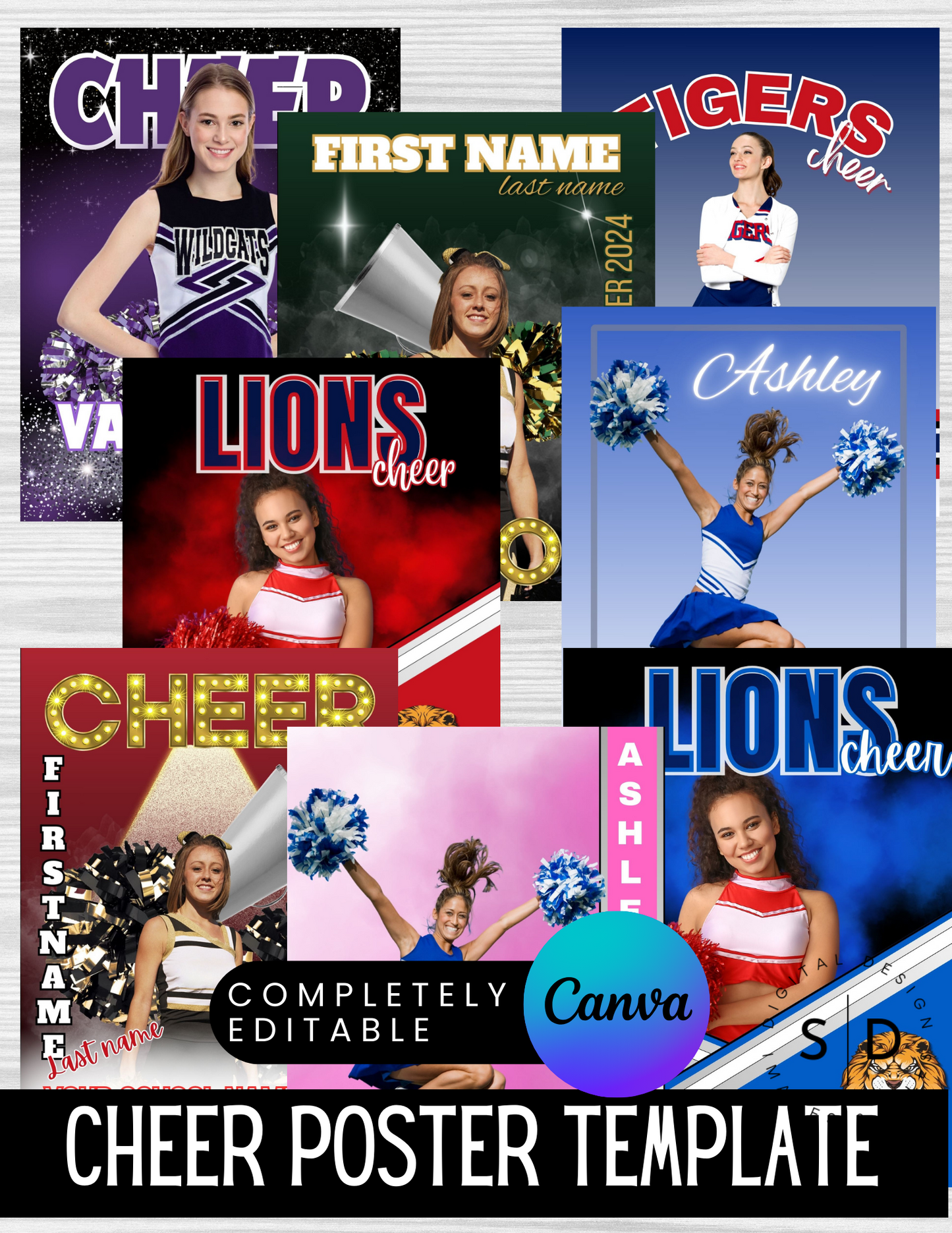 Cheer Player Trading Card Templates Bundle
