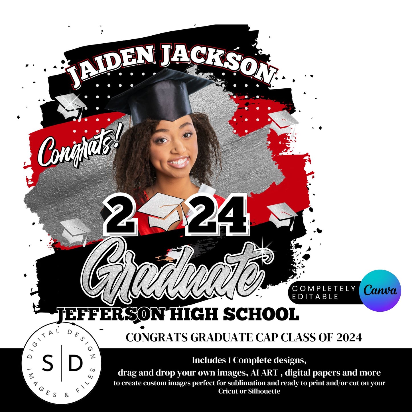 2024 Graduate Cap Canva Photo Frames Template