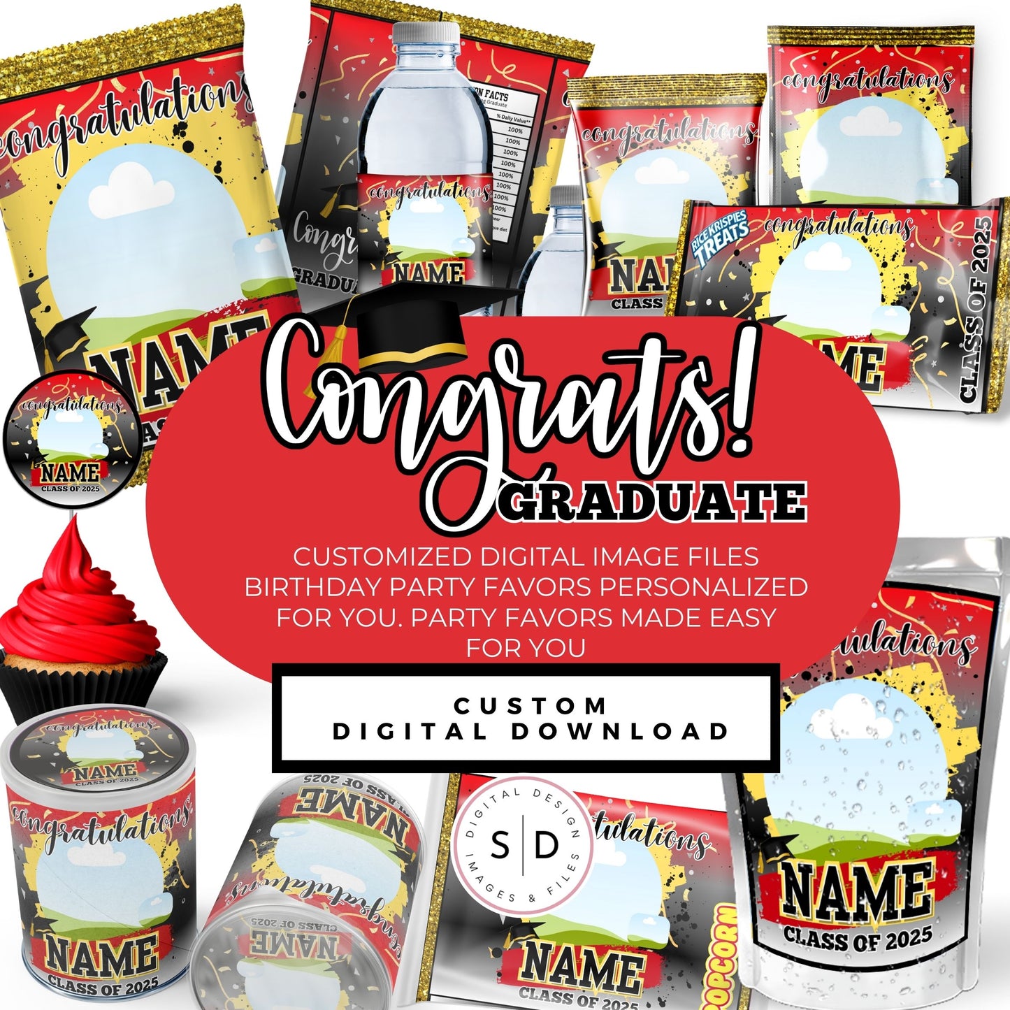 Class of 2025 Graduation Party Favor Canva Template Bundle ๐โจ