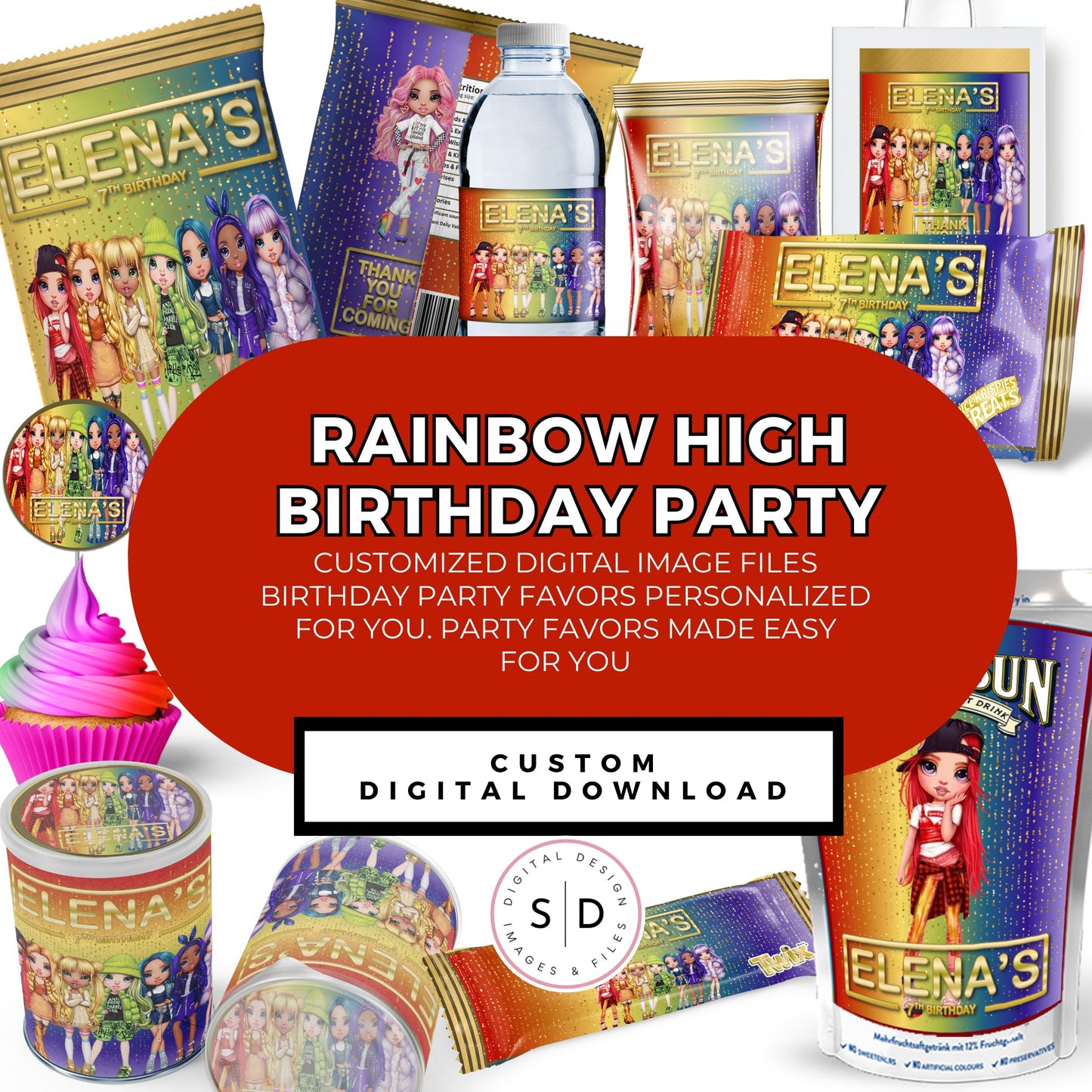 Rainbow High Birthday Party Favors DFY