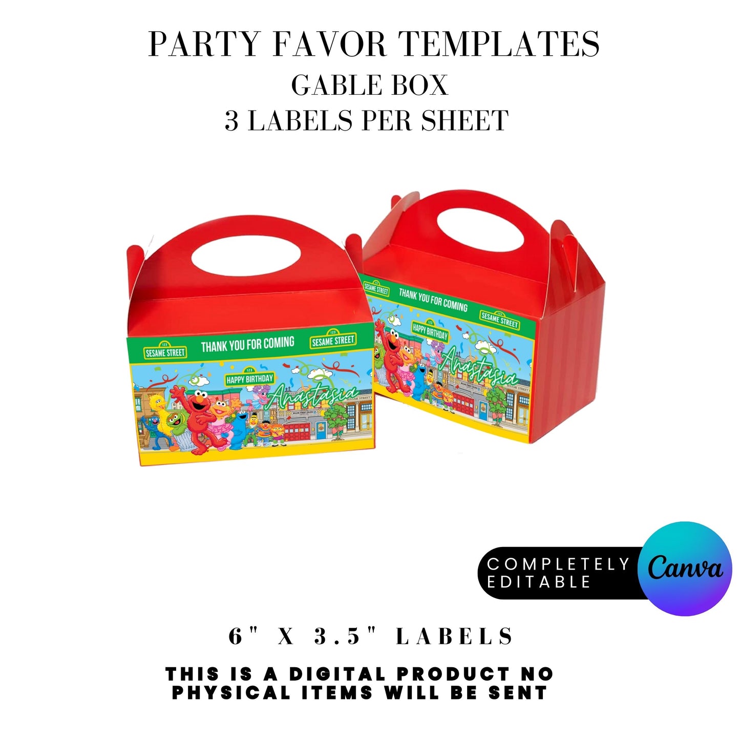 Sesame Street Birthday Party Favors Templates Bundle