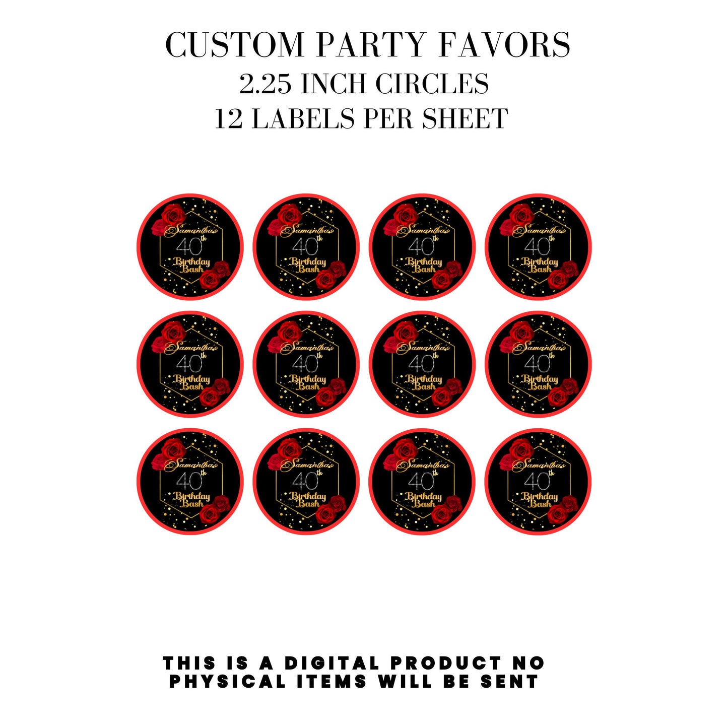 Red Roses & Black Lace Party Favors DFY