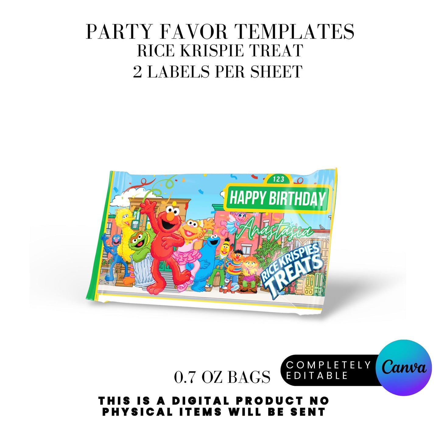 Sesame Street Birthday Party Favors Templates Bundle