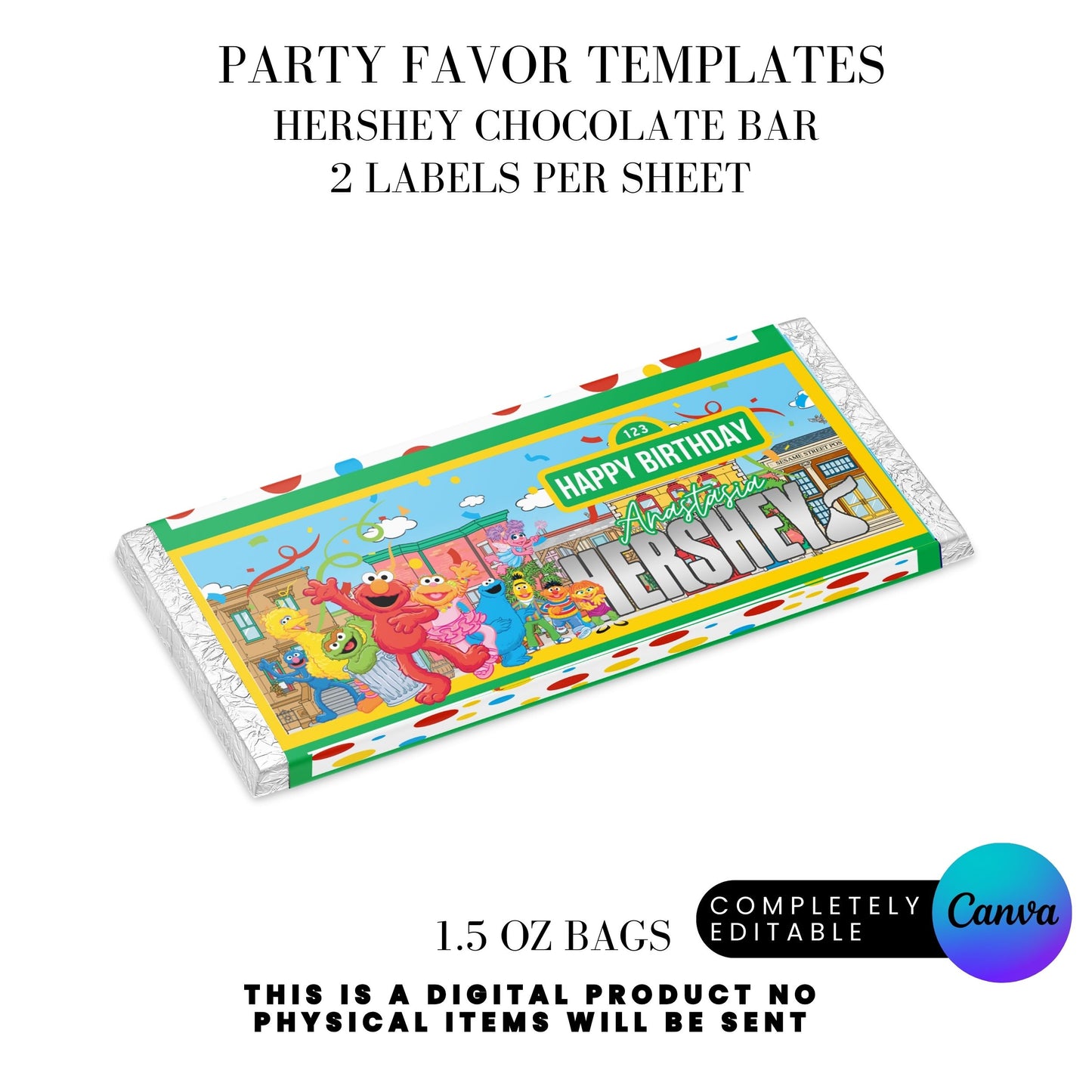 Sesame Street Birthday Party Favors Templates Bundle