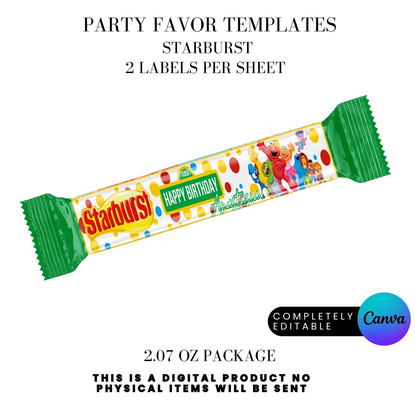 Sesame Street Birthday Party Favors Templates Bundle