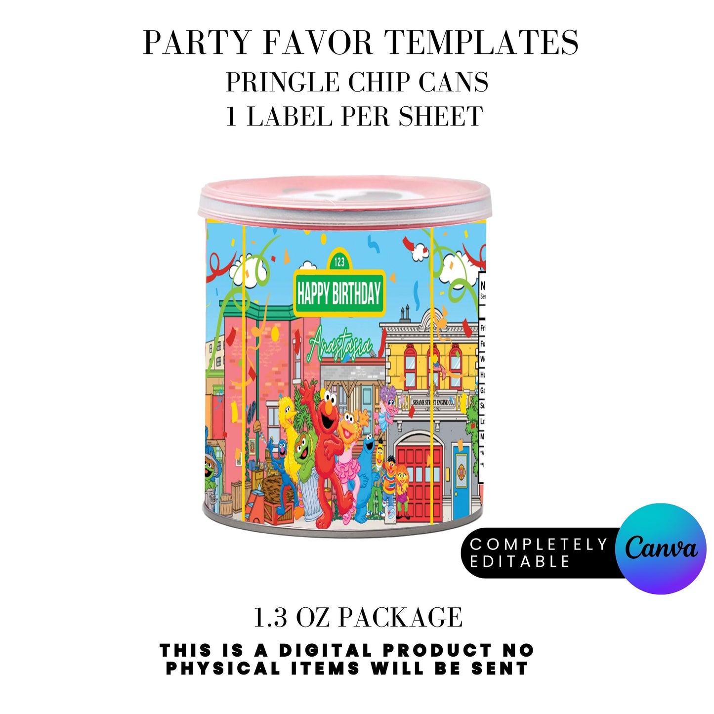 Sesame Street Birthday Party Favors Templates Bundle
