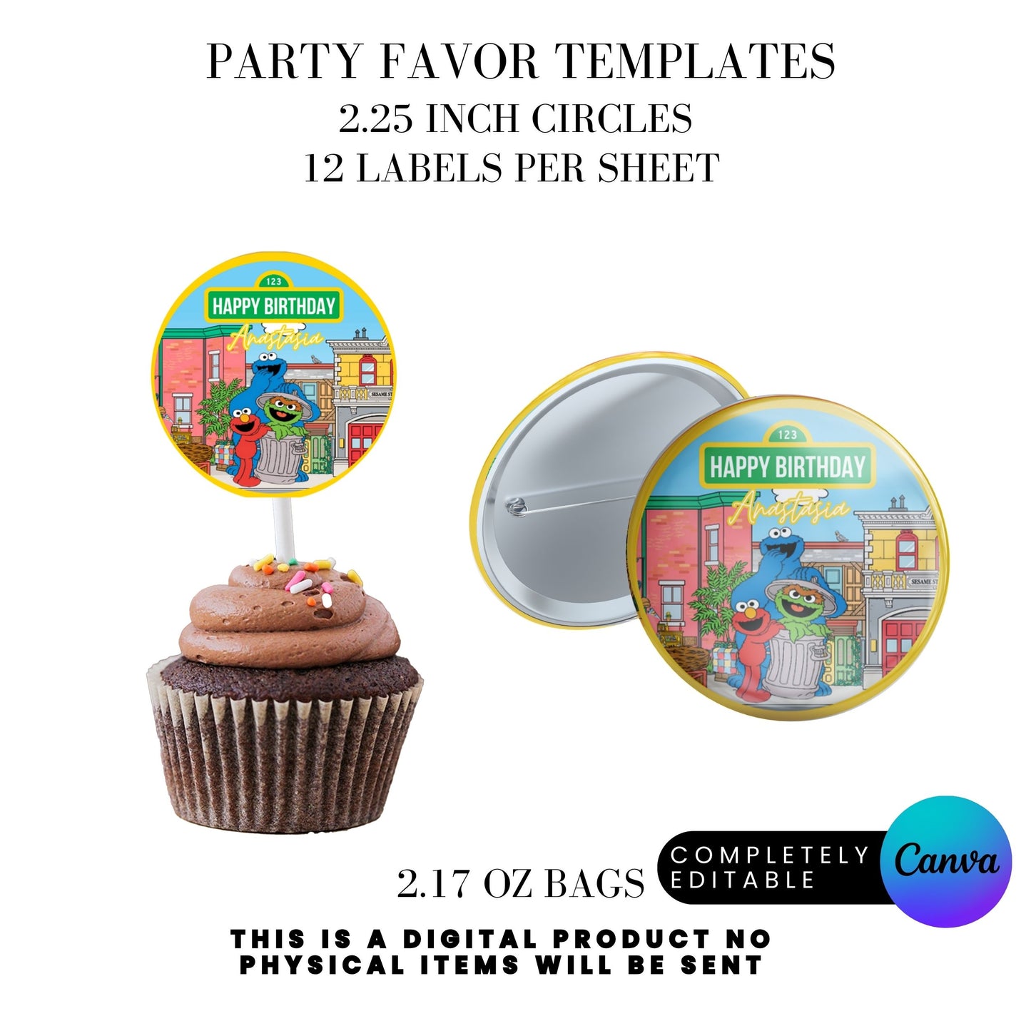 Sesame Street Birthday Party Favors Templates Bundle