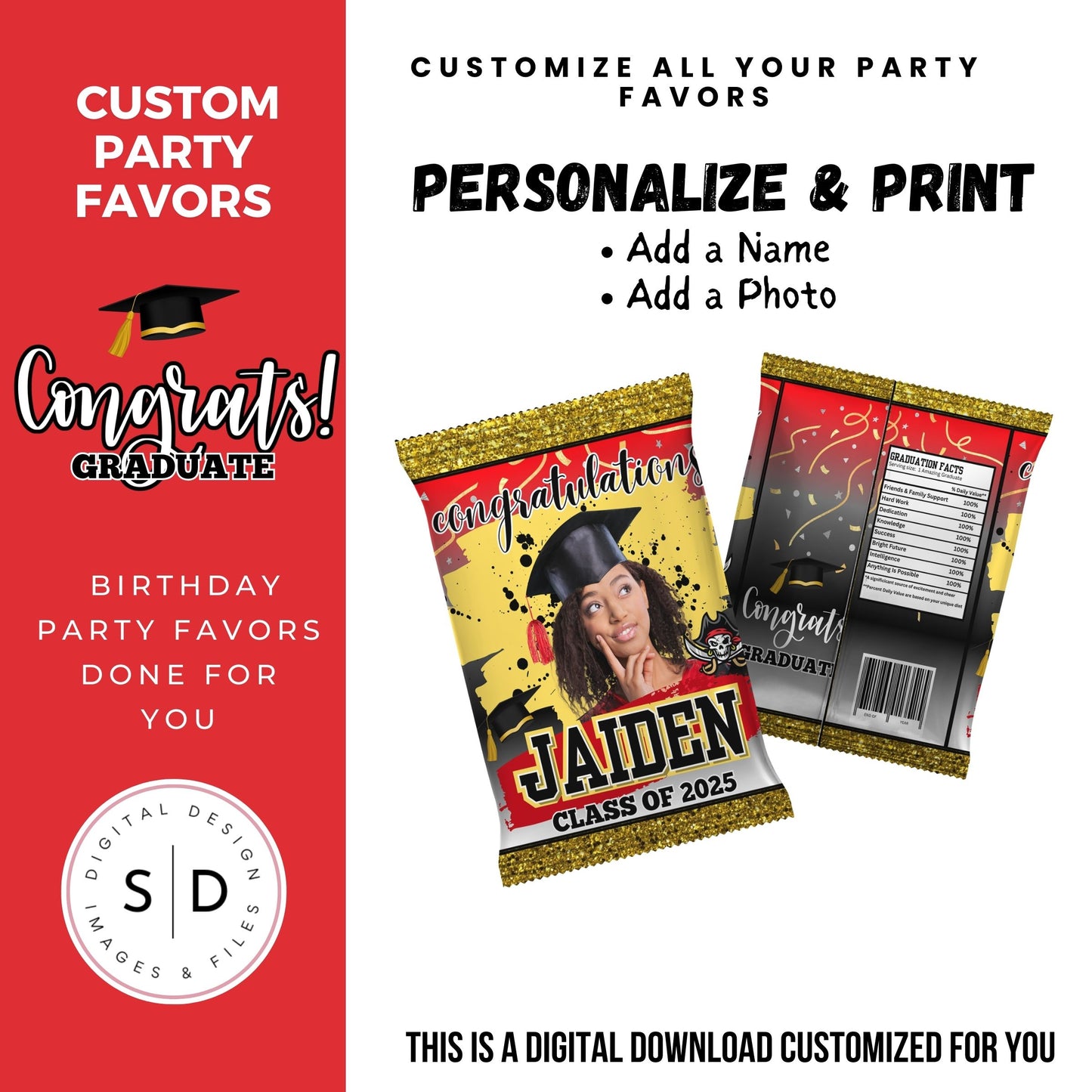Class of 2025 Graduation Party Favor Canva Template Bundle ๐โจ