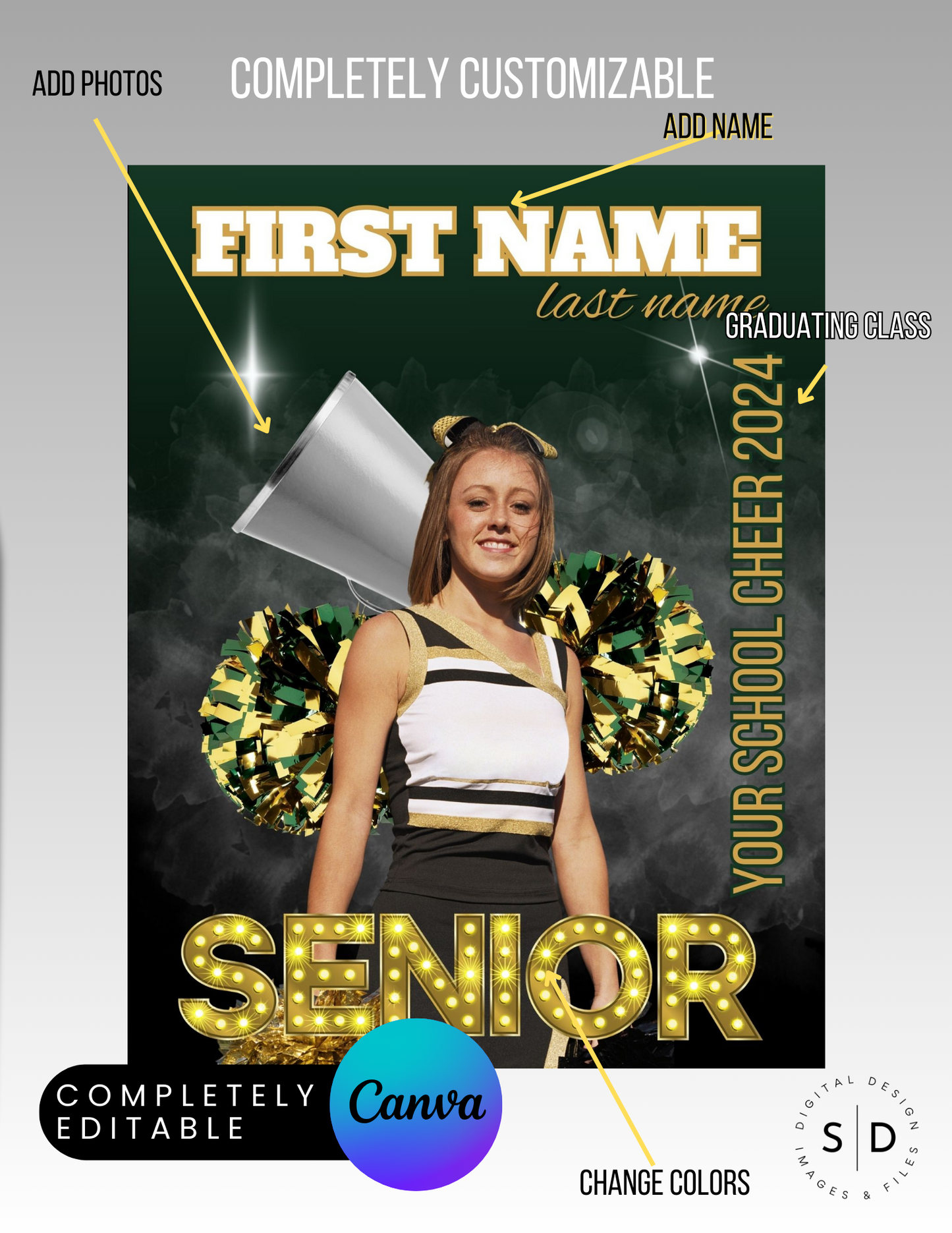 Cheer Player Trading Card Templates Bundle