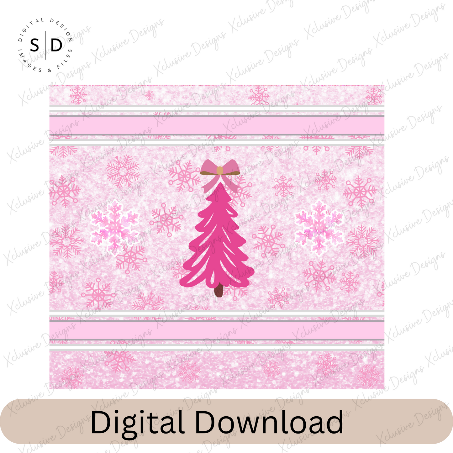 PInk Snowflake Christmas Tumbler Wrap