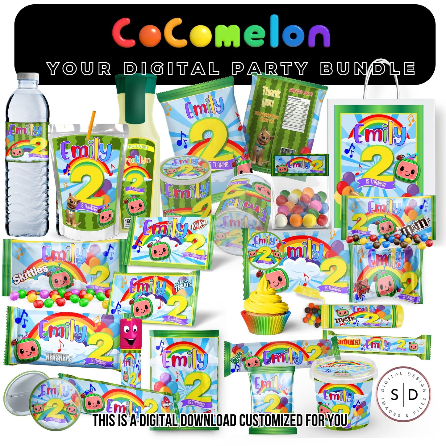 Rainbow Melon Birthday Party Favor Bundle DFY