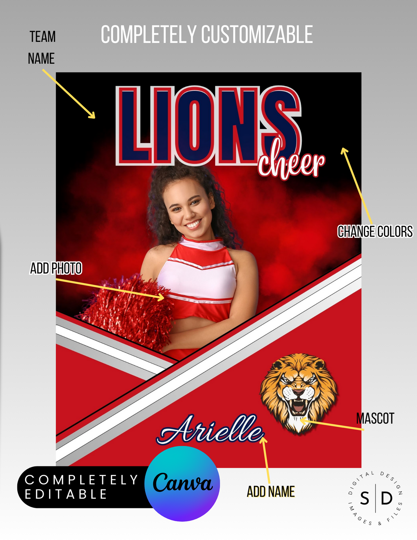 Cheer Player Trading Card Templates Bundle