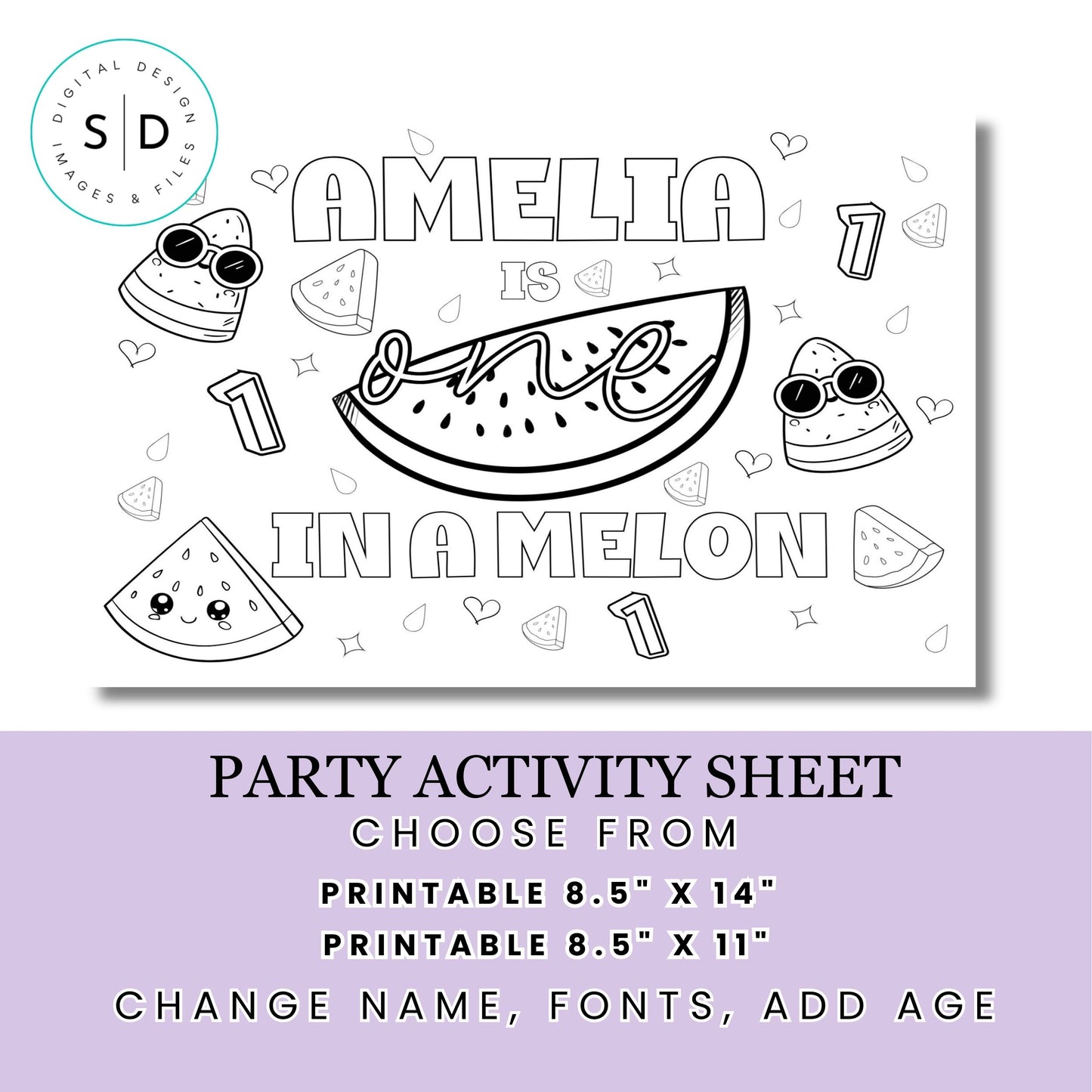 One in a Melon Birthday Activity Placemat – Editable Canva Template