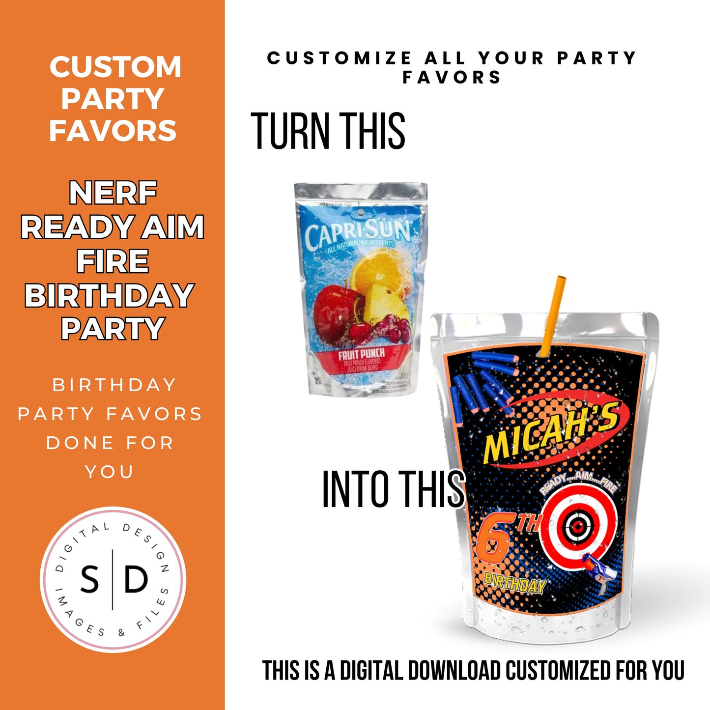 Nerf Ready Aim Fire Birthday Party Favors DFY