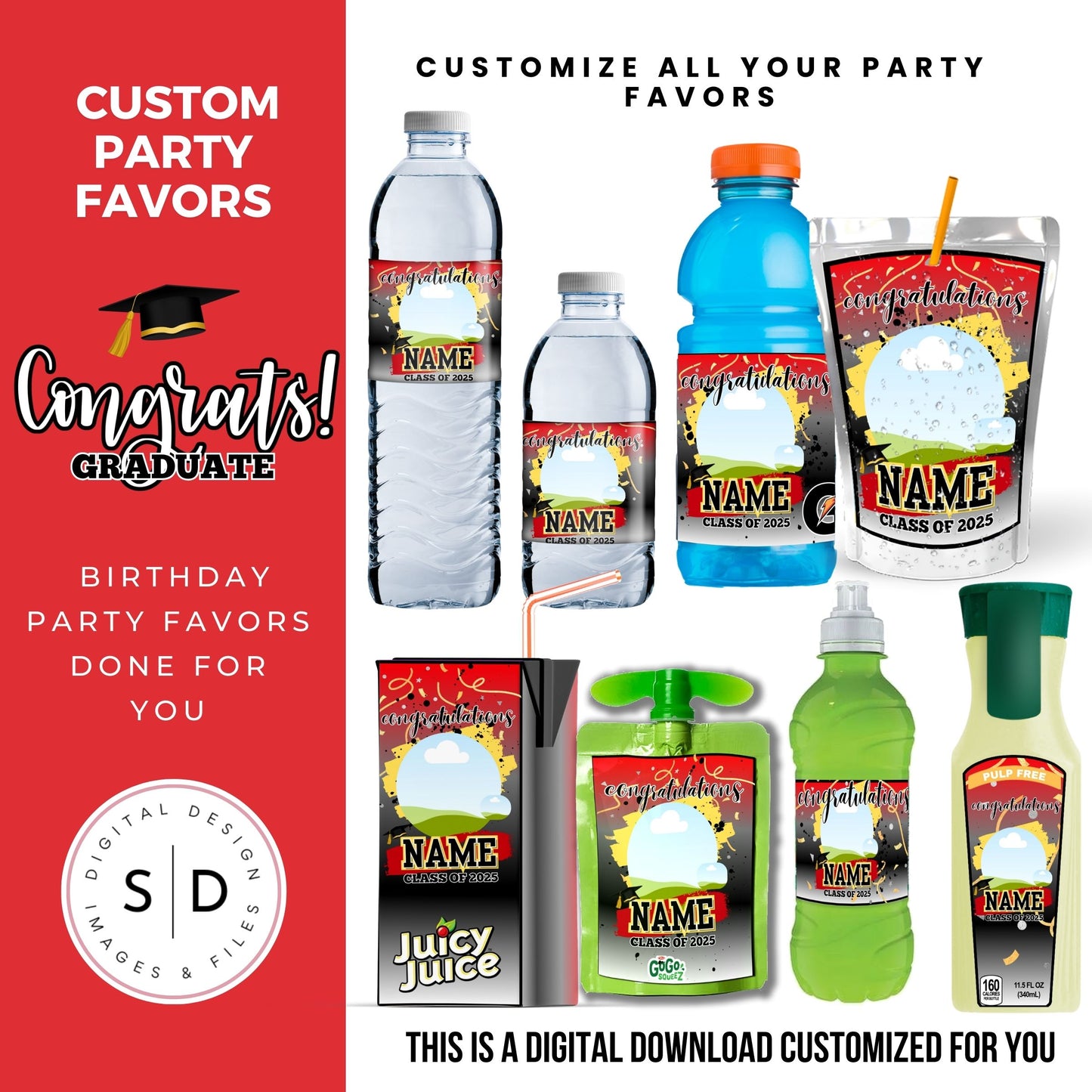 Class of 2025 Graduation Party Favor Canva Template Bundle ๐โจ
