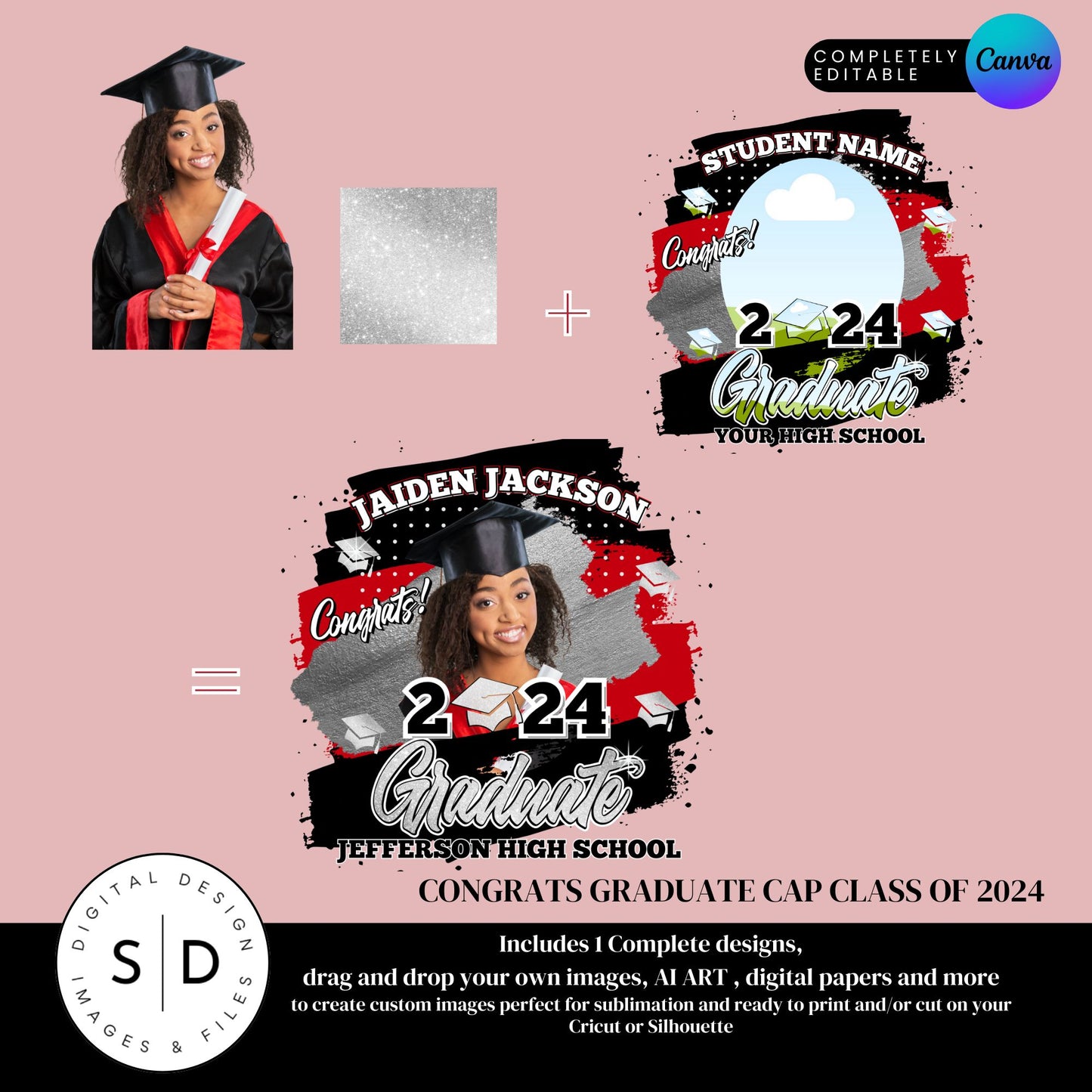 2024 Graduate Cap Canva Photo Frames Template