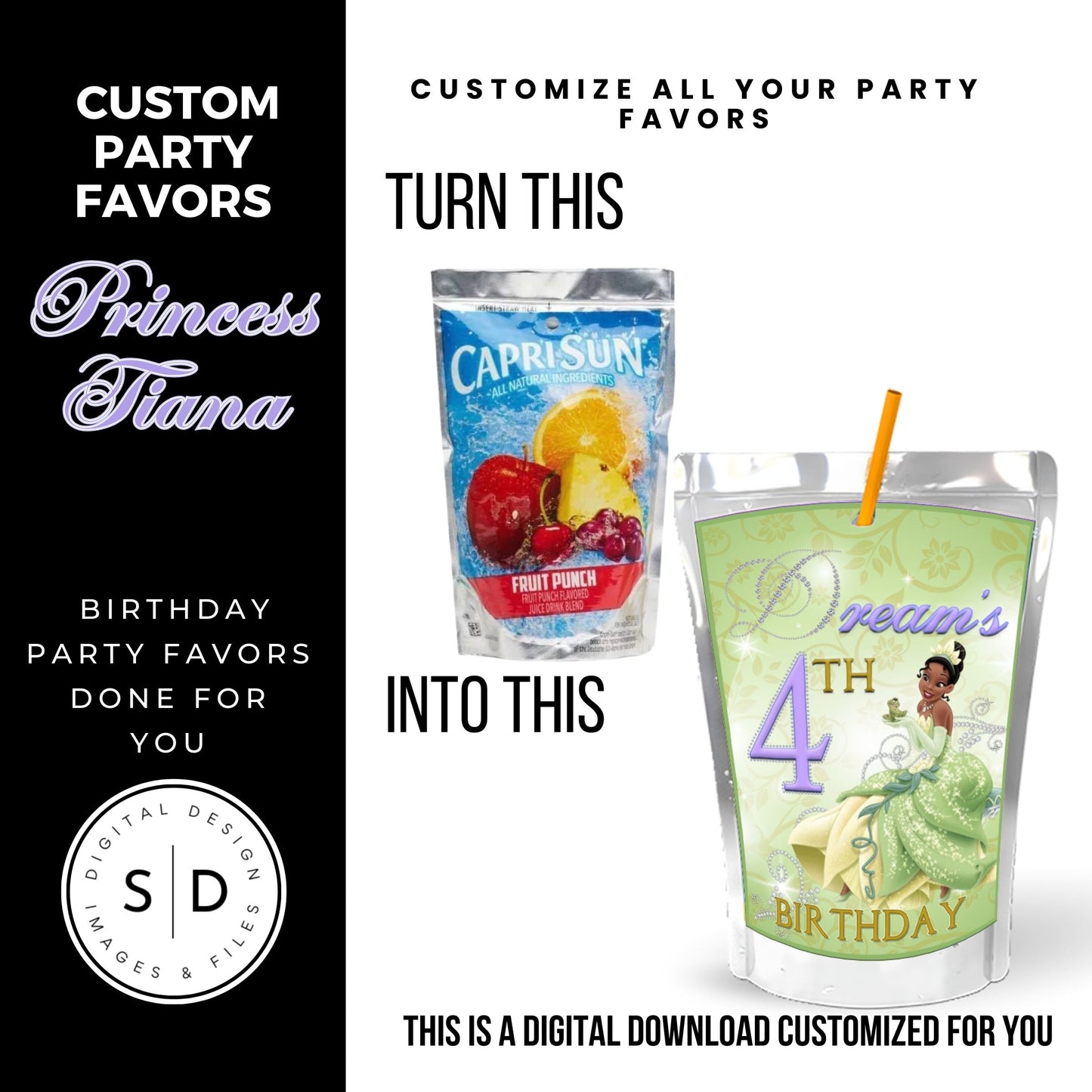 Princess Tiana Printable Favor Designs DFY