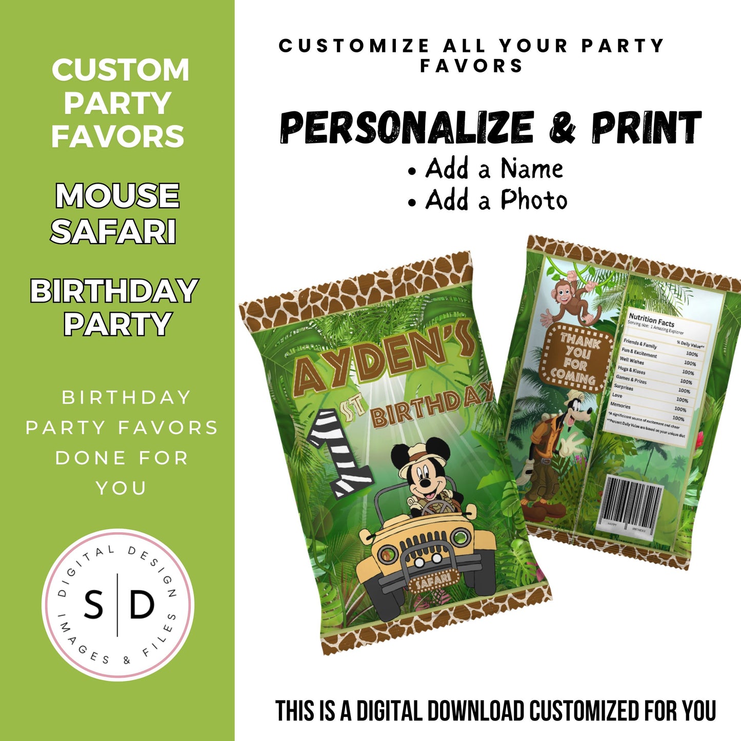 Mouse Safari Birthday Party Favors DFY