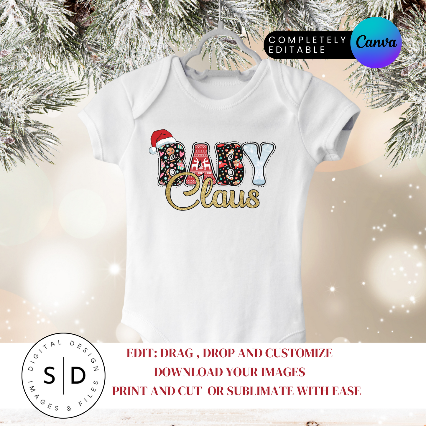 Family Claus Canva Frames Bundle - Printable & Sublimation Art Template