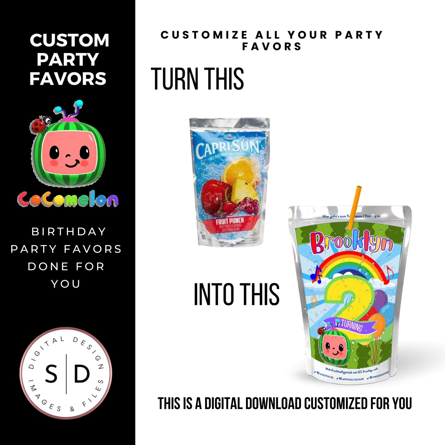 Rainbow Melon Birthday Party Favor Bundle DFY