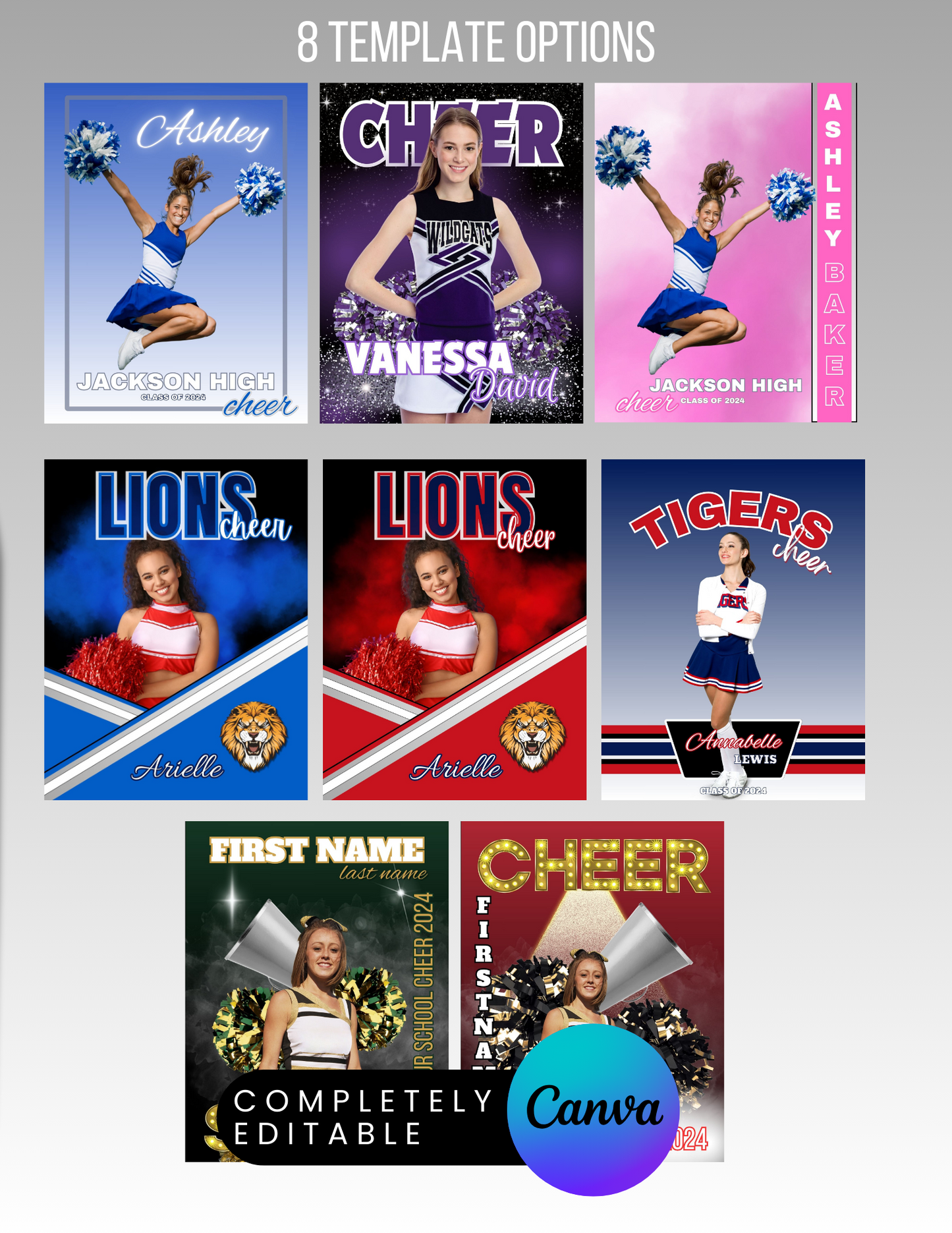 Cheer Player Trading Card Templates Bundle