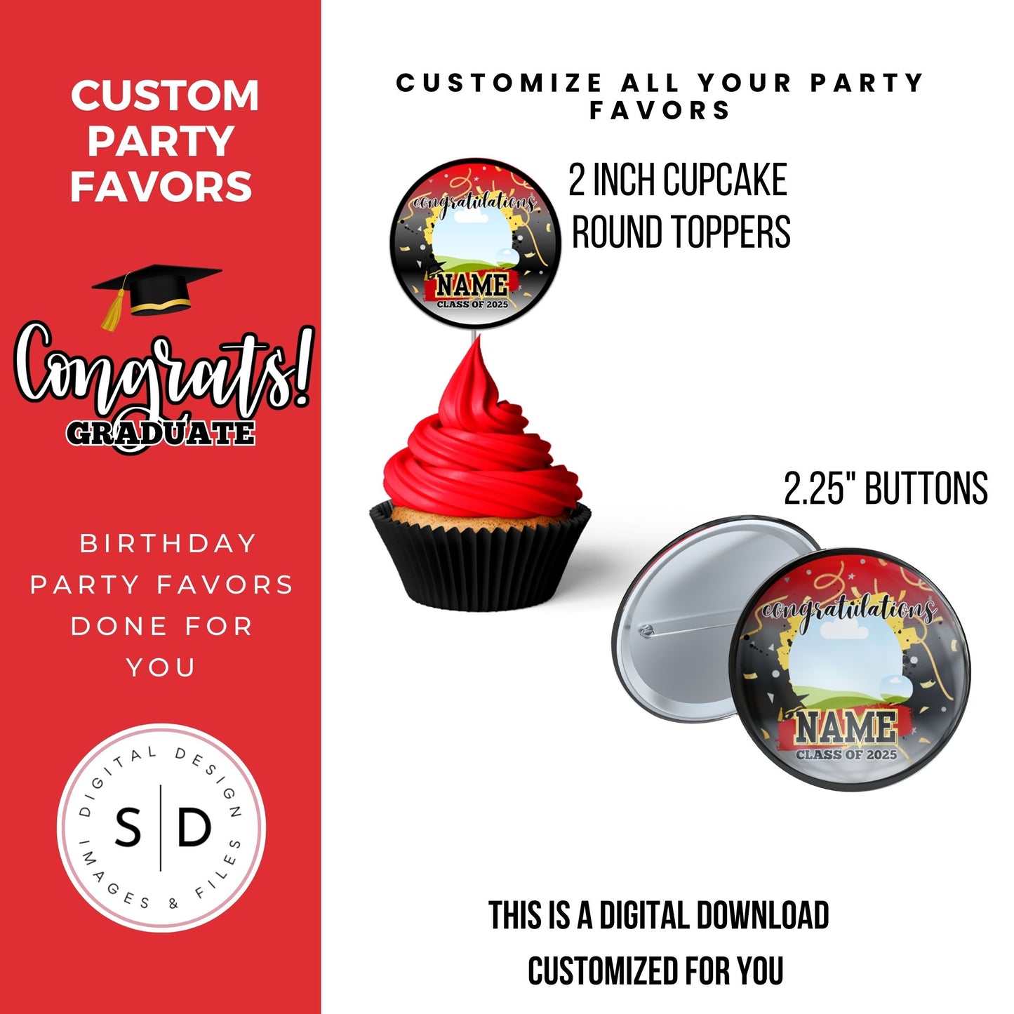 Class of 2025 Graduation Party Favor Canva Template Bundle ๐โจ