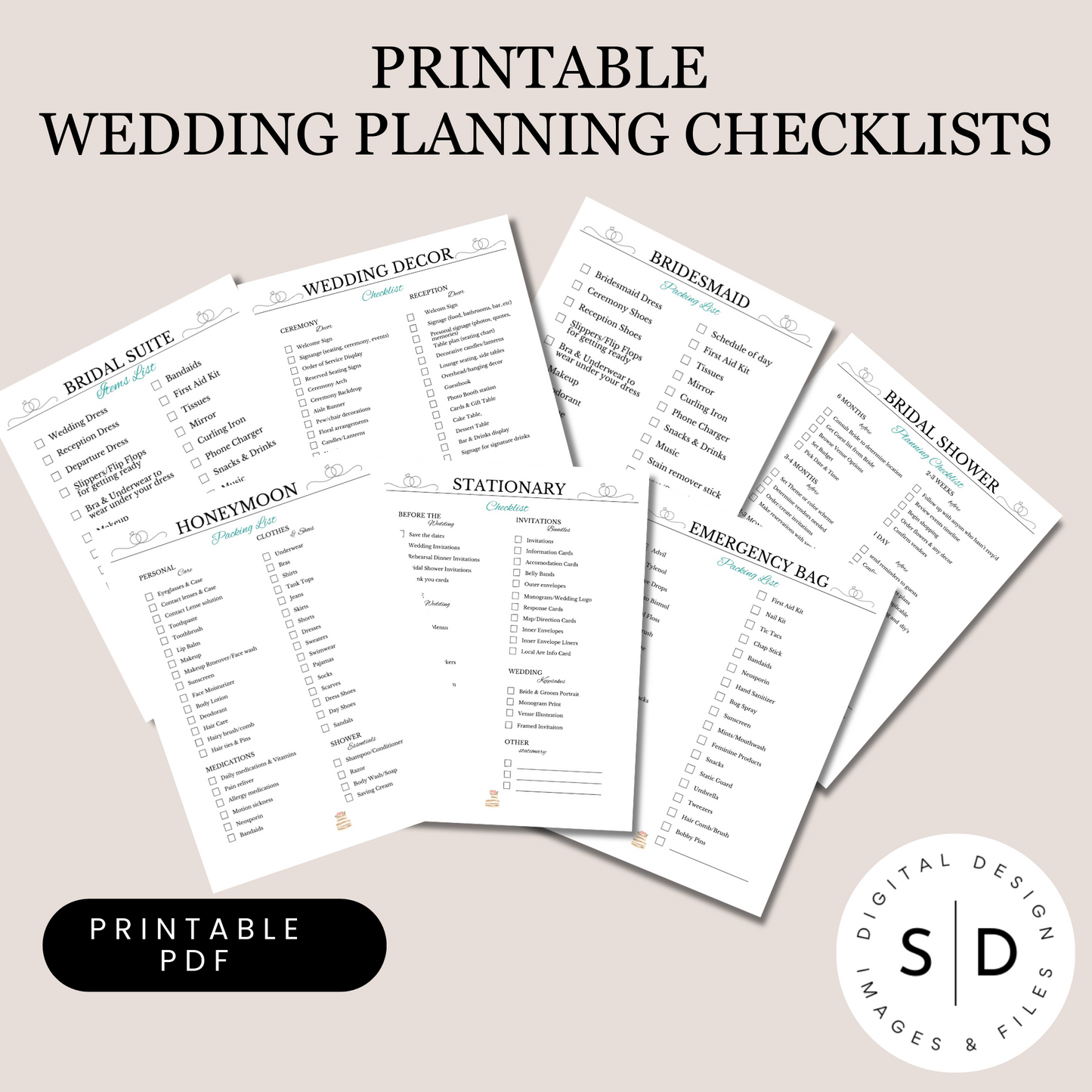Wedding Planner Checklists Printable and Hyperlinked