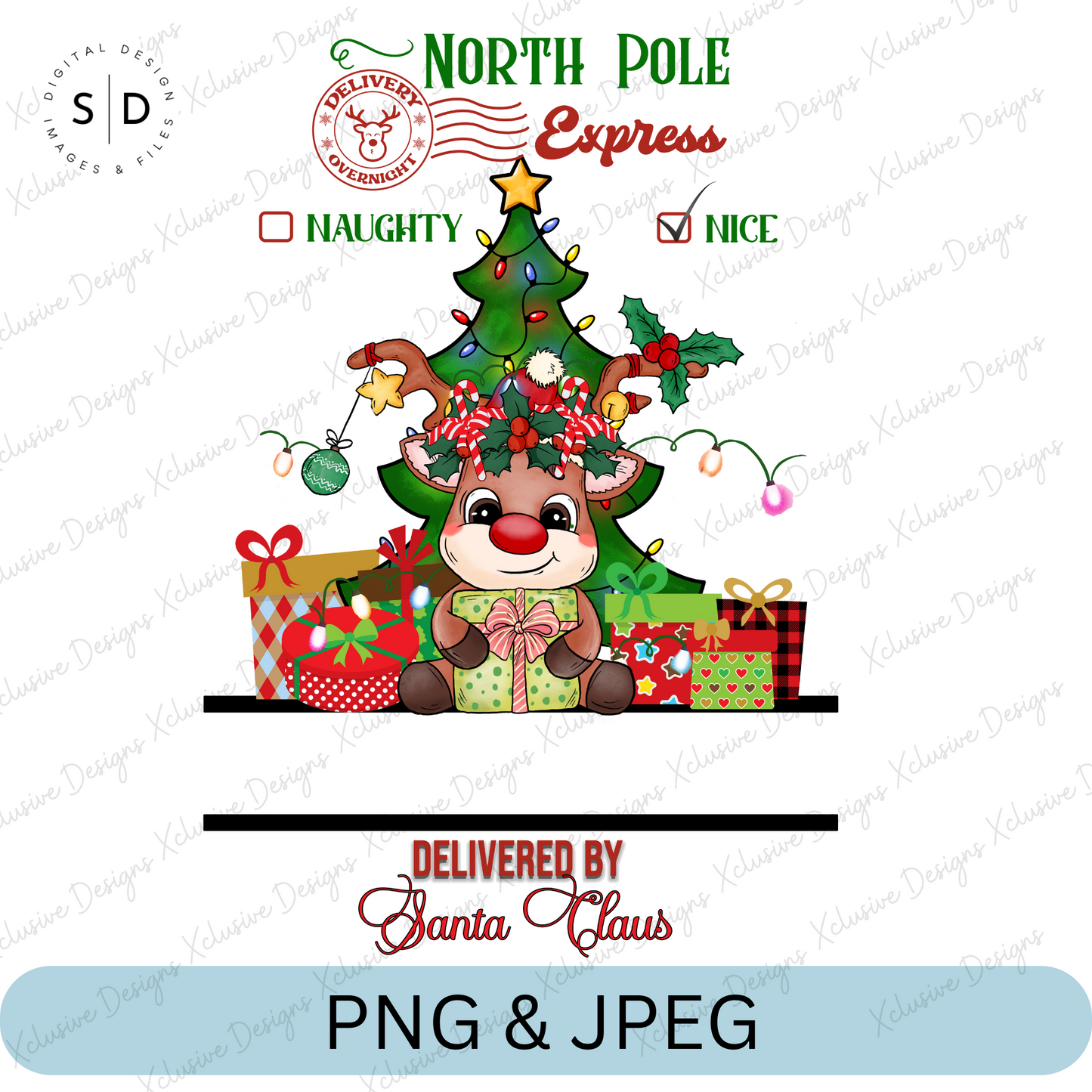 Reindeer Girl Santa Sack PNG