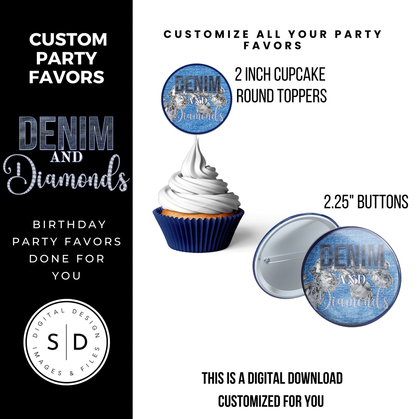 Denim & Diamonds Party Printable Favor Designs DFY