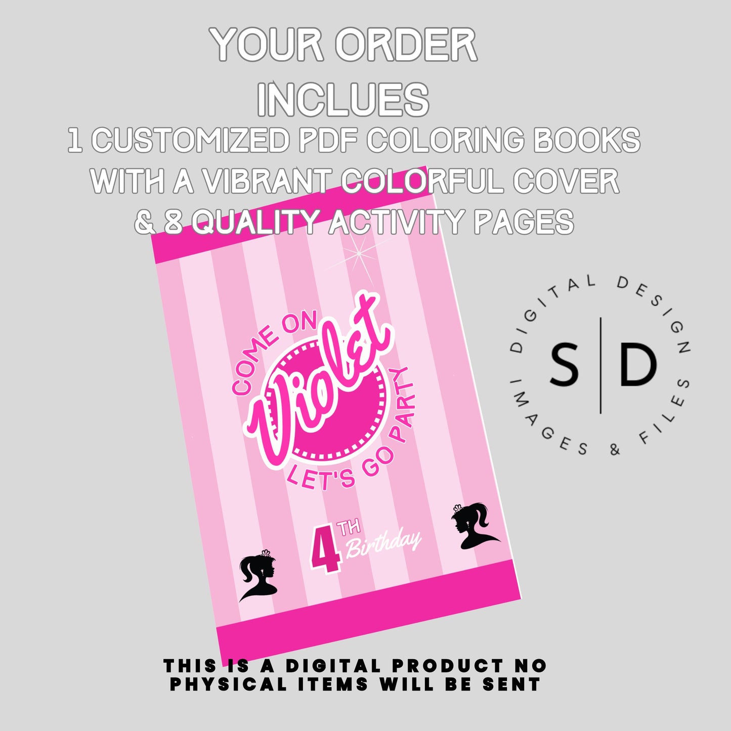 Classic Barbie Birthday Fun Coloring Book Printable PDF CANVA DIY