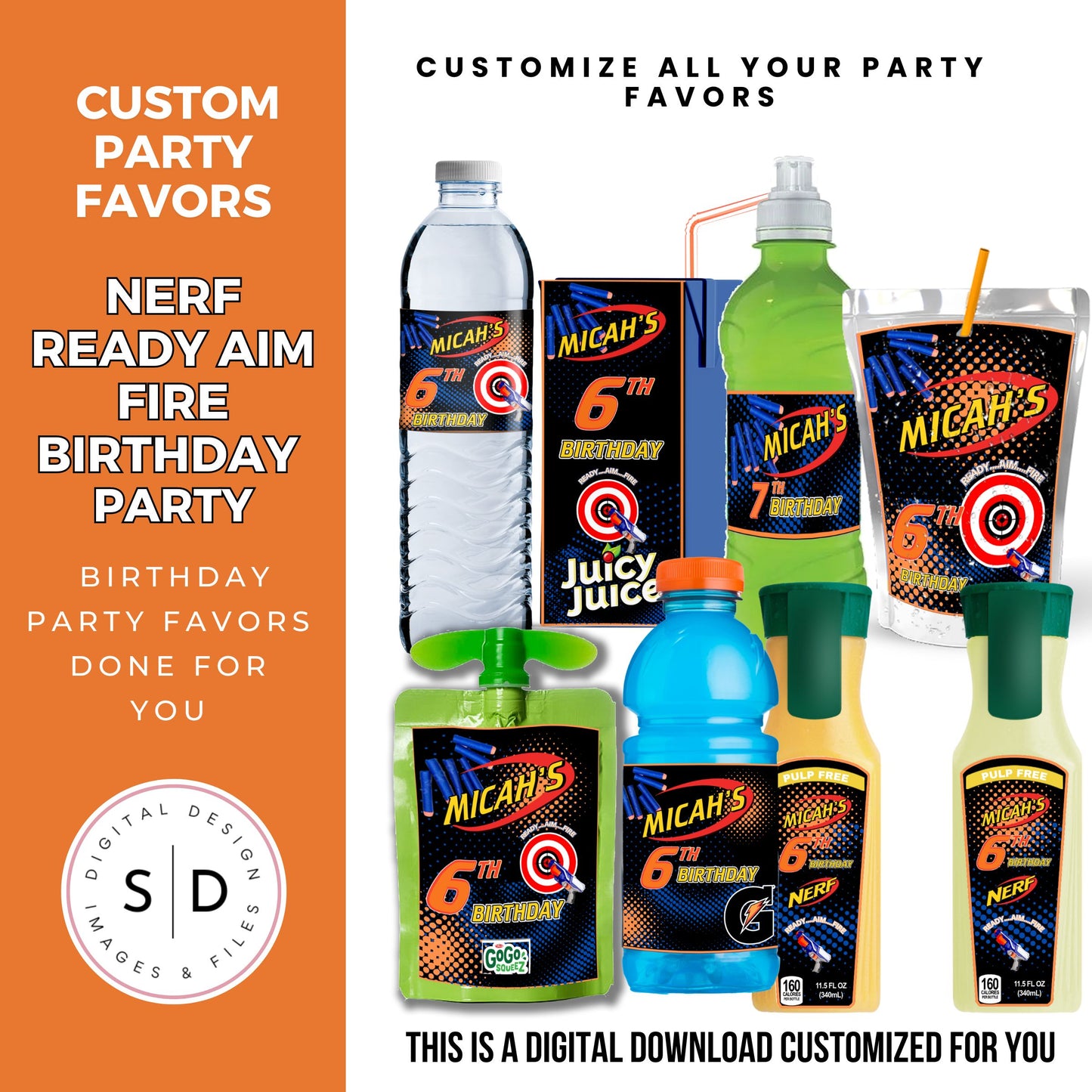 Nerf Ready Aim Fire Birthday Party Favors DFY